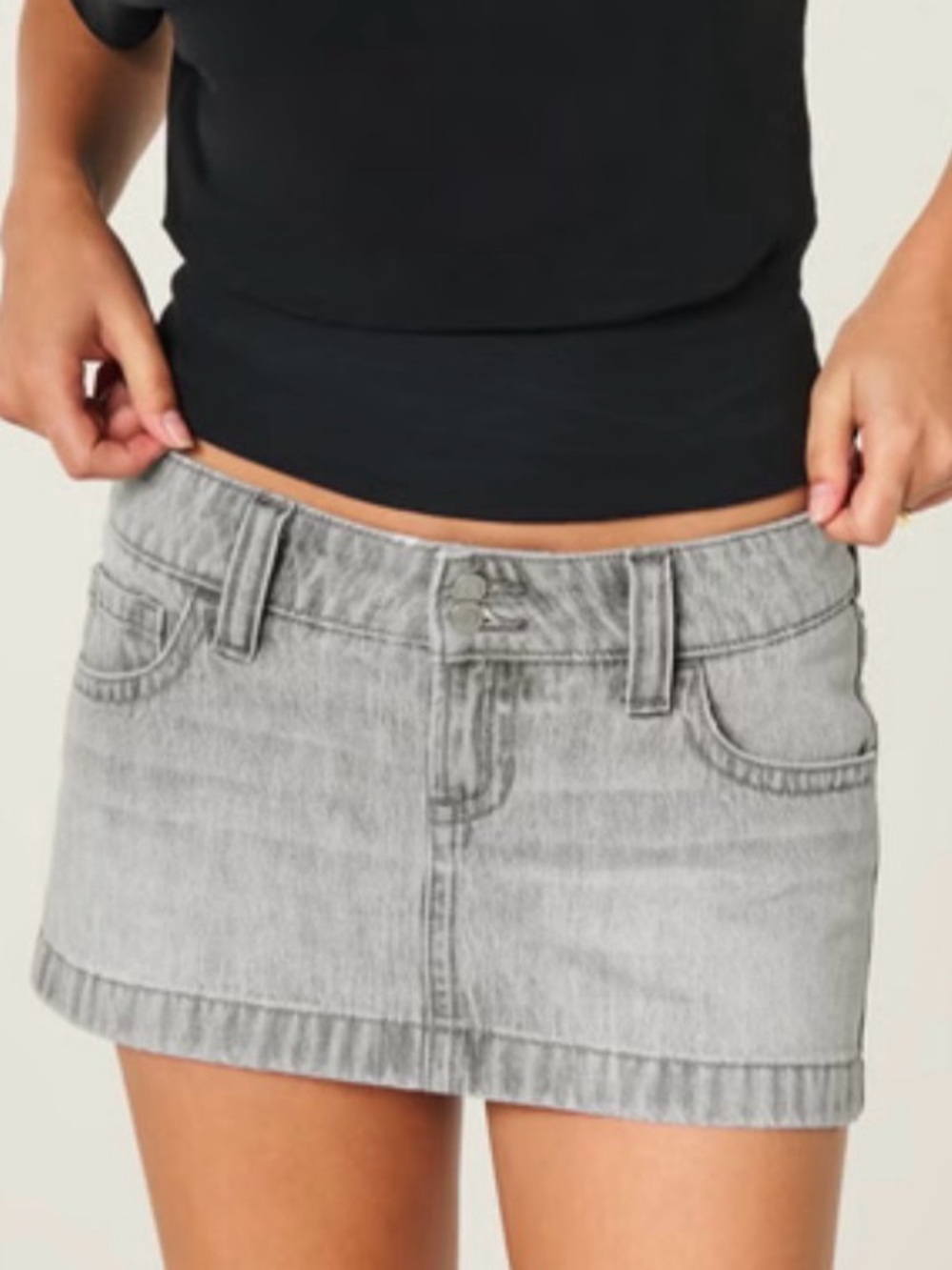 Hollister Ultra Low-Rise Denim Micro Mini Skort